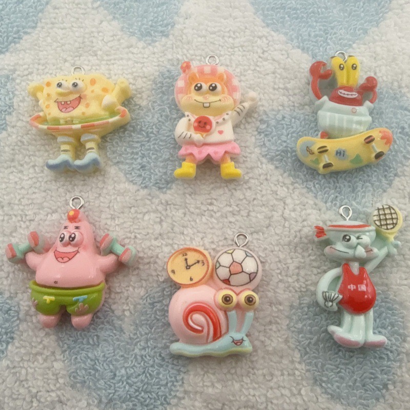 Event Party - 10 buah liontin resin kartun, anting-anting