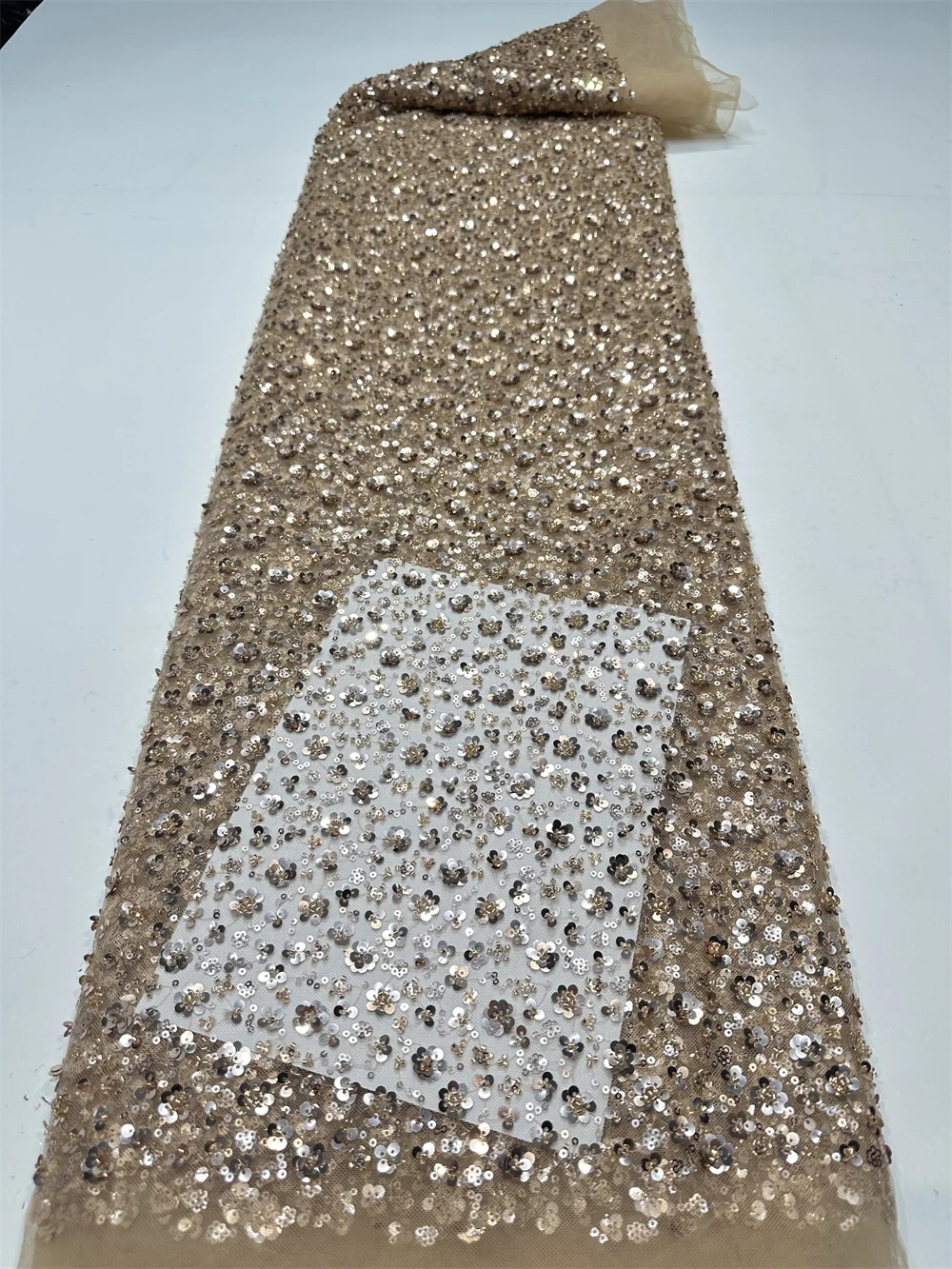 Glitter Tablecloth - Kain Brokat Afrika 2026 Payet Emas
