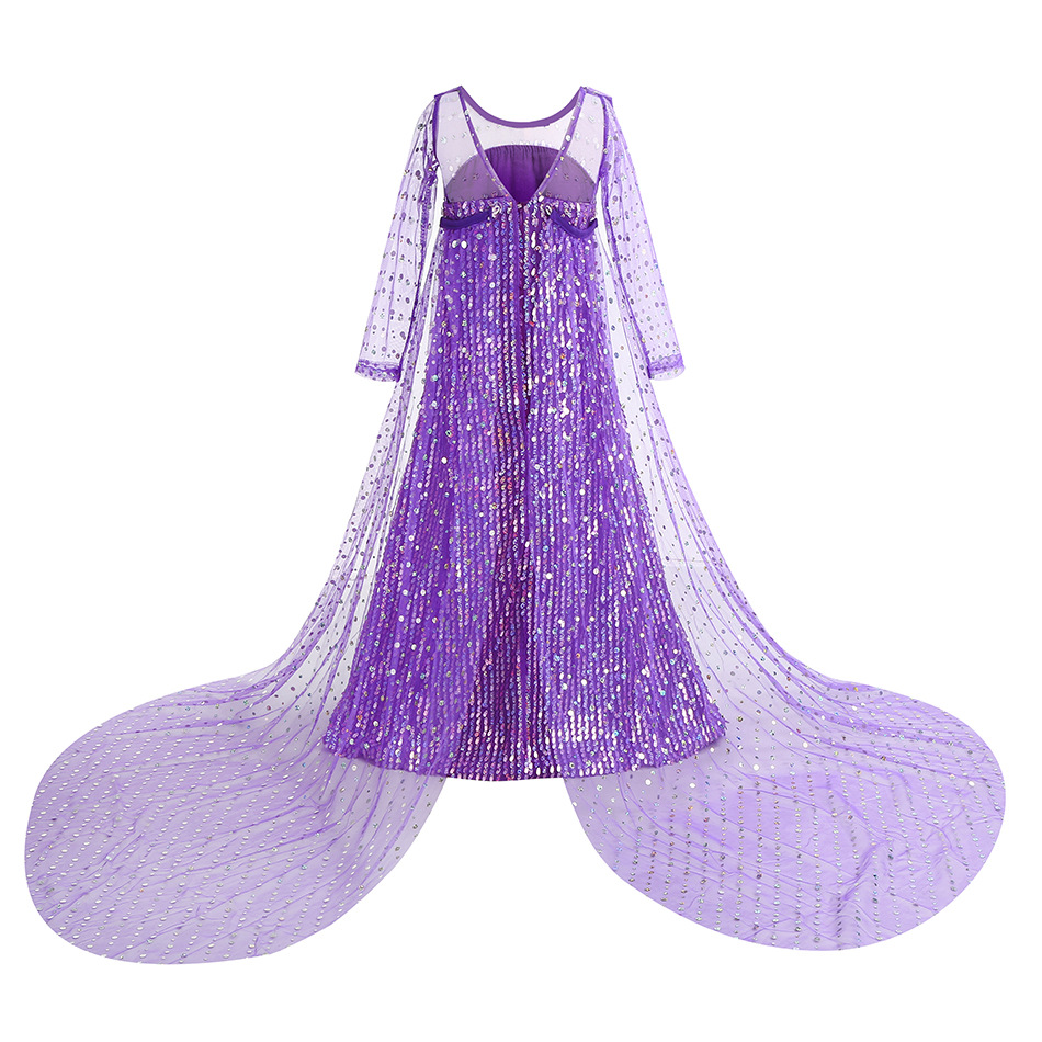 Gaun Halloween Ungu Elsa Kostu - Glitter Tablecloth ulasan dan harga